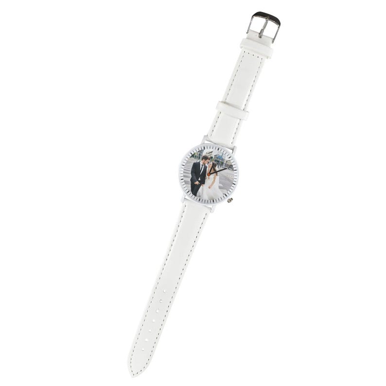 Custom Photo Unisex Watch, Personalized Leather Strap Watch, Picture Dial Watch Gift for Him or Her image 7