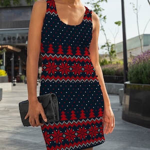 christmas dress for women - Custom Women&#39;s All Over Print Crew Neck Tank Dress