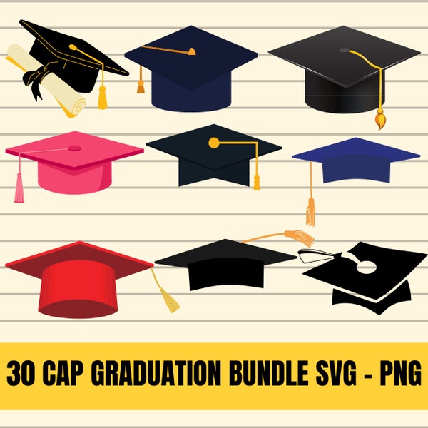 Graduation Cap - 30 Cap Graduation Bundle svg - PNG, graduation 2022 svg , Class of 2022,  Senior 2022, Digital Download, Cricut, Silhouette