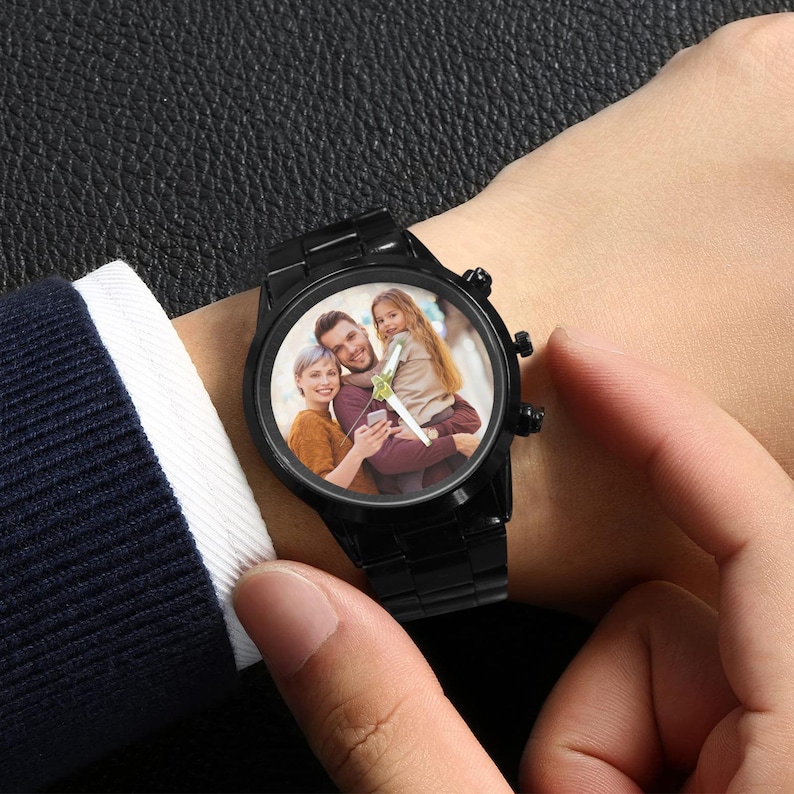 Custom Photo Men's Watch, Personalized Alloy Bracelet Watch, Picture Dial Gift for Husband, Dad, Boyfriend