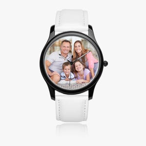 Custom Photo Watch Gift for Him or Her Personalized Black Classic Keepsake Anniversary Birthday