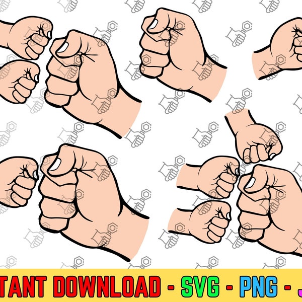 Father's Day Fist Bump Set  Family SVG, Father's Day Design, Baby Toddler Kid Dad Fist Bump SVG, customized name,Digital download Cut files
