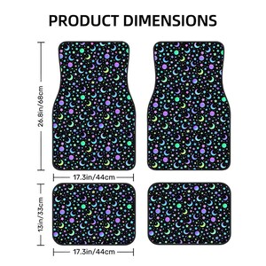 Star Moon Automotive Floor Mats 4PCS Galaxy Design Car Carpet Set Cute Aesthetic Interior Accessories image 3