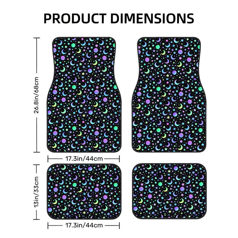 Star Moon Automotive Floor Mats 4PCS Galaxy Design Car Carpet Set Cute Aesthetic Interior Accessories image 3