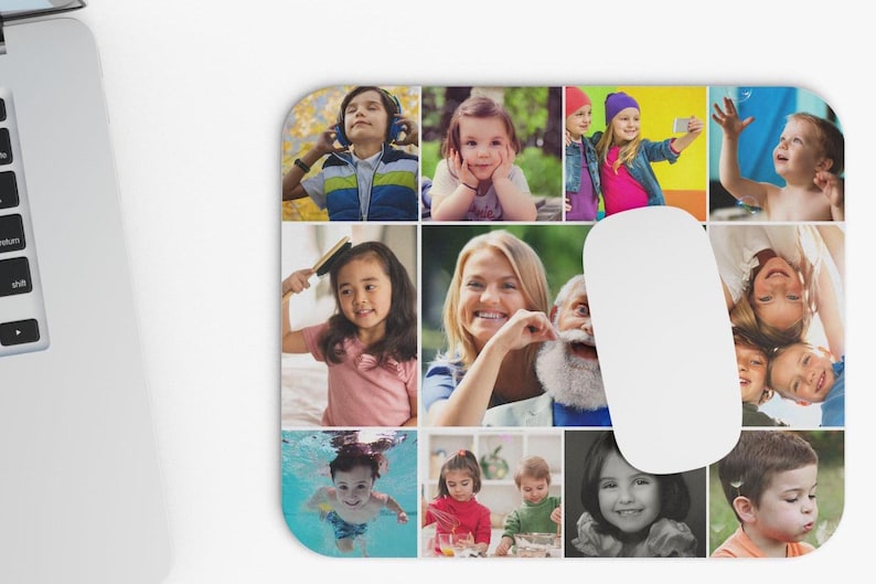 Your Photo Gallery Personalized Custom Mouse Pad | Add up to 15 Photos | Custom Photo Collage Mouse Pad | Custom Mousepad | Desk Accessories