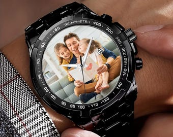 Reloj personalizado, reloj con foto personalizado, reloj para hombre, regalos para él, regalos para papá, regalo personalizado para el Día del Padre, reloj personalizado