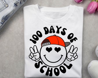 100 days of school Svg, school shirt svg smiley & PNG, svg smiley face 100 days, 100 days svg, school shirt svg, happy 100 days  Smiley png
