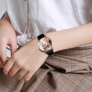 Custom Photo Women's Watch, Personalized Magnetic Strap Watch, Picture Dial Gift for Wife, Mom, Girlfriend