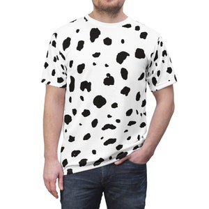 Dalmatian Dog Print T-Shirt - Animal Dalmatian Costume Shirt for Halloween, Party, Dog Lover Gift, Dalmatian Theme Outfit