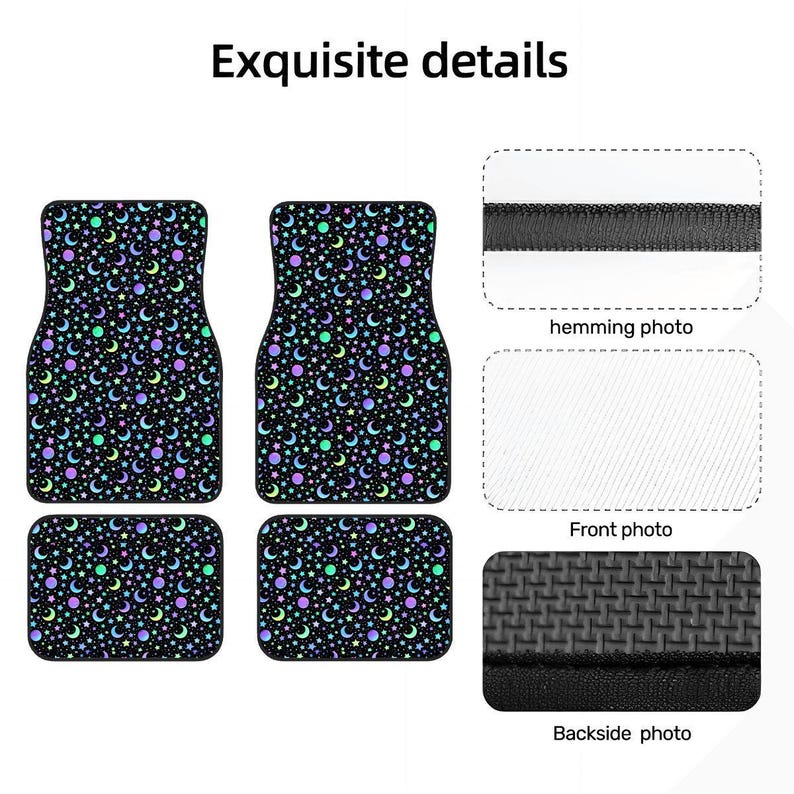 Star Moon Automotive Floor Mats 4PCS Galaxy Design Car Carpet Set Cute Aesthetic Interior Accessories image 5