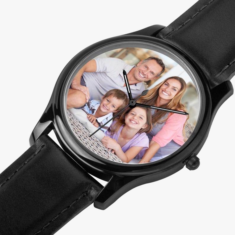 Custom Photo Watch Gift for Him or Her Personalized Black Classic Keepsake Anniversary Birthday