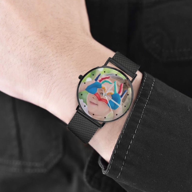 Custom Photo Women's Watch, Personalized Stainless Steel Watch, Picture Dial Gift for Mom, Wife, Girlfriend