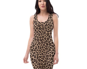Vestido ajustado con estampado de leopardo, mezcla de spandex