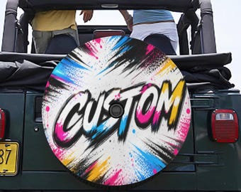 Custom Photo Spare Tire Cover with Backup Camera Hole, 28 Inch 1200D Nylon Car Tire Cover
