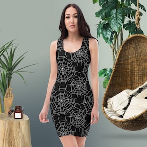 Halloween Spider Web Dress, Spider Web Dress, Halloween Dress, halloween dress women,  Sublimation Cut & Sew Dress