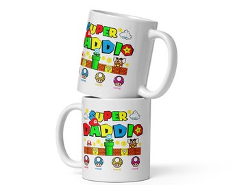 Personalized Super Daddio Game Mug, Custom Kids Name Dad Mug, Super Daddio Mug, Personalized Kids Names Mug, Funny Father's Day Daddio Mug