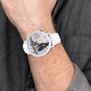 Custom Photo Unisex Watch, Personalized Leather Strap Watch, Picture Dial Watch Gift for Him or Her image 8