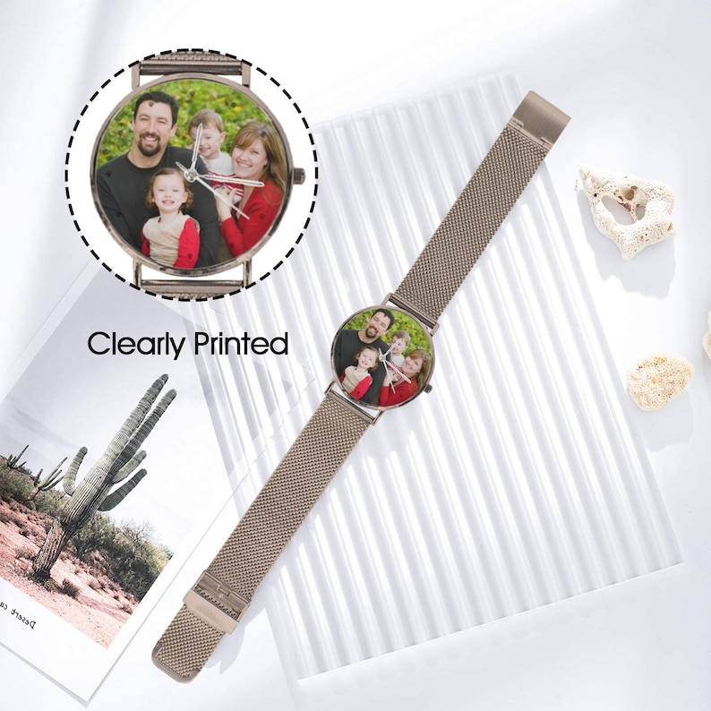 Custom Photo Women's Watch, Personalized Stainless Steel Watch, Picture Dial Gift for Mom, Wife, Girlfriend