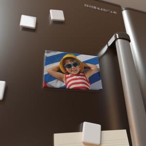 Custom Photo Magnets | Custom Photo Button Magnet | Personalized Rectangle Fridge Magnet, Metal Keepsake (Set or Single)