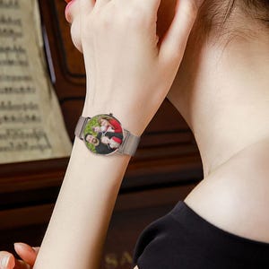 Custom Photo Women's Watch, Personalized Stainless Steel Watch, Picture Dial Gift for Mom, Wife, Girlfriend