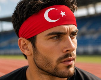 Turkey Flag Sports Headband, Elastic Sweat Wicking Workout Headband for Running Cycling Yoga Fitness Gift