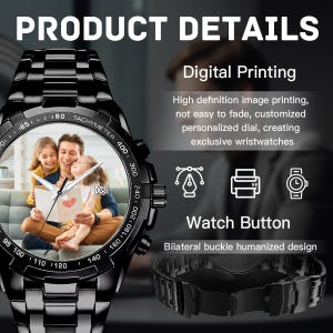 Personalized Watch, Custom Photo Watch, Mens Watch, Gifts for Him, Gifts for Dad, Personalized Father's Day Gift,Custom Watch