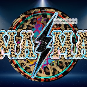 Mama Lightning Bolt Leopard Circle - Transfert de sublimation imprimé - Mama Lightning Bolt Leopard Cheetah PNG, Conceptions de sublimation, Mama Print
