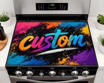 Custom Stove Cover Mat, Personalized Glass Top Induction Stove Protector With Photo Logo or Text