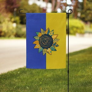 Ukraine Garden flag & House Banner We Stand with Ukraine flag 12″ × 17″ Inch  (30 × 43 cm) Double Sided, Ukrainian Flag