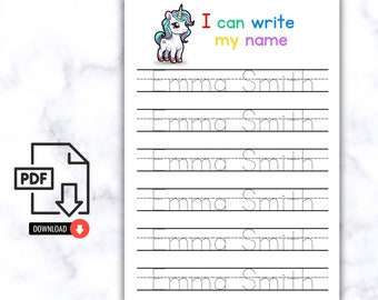 custom name tracing page, Custom Name Tracing Sheet Handwriting Practice, Personalized Name Trace, Name Tracing, Can Write My Name