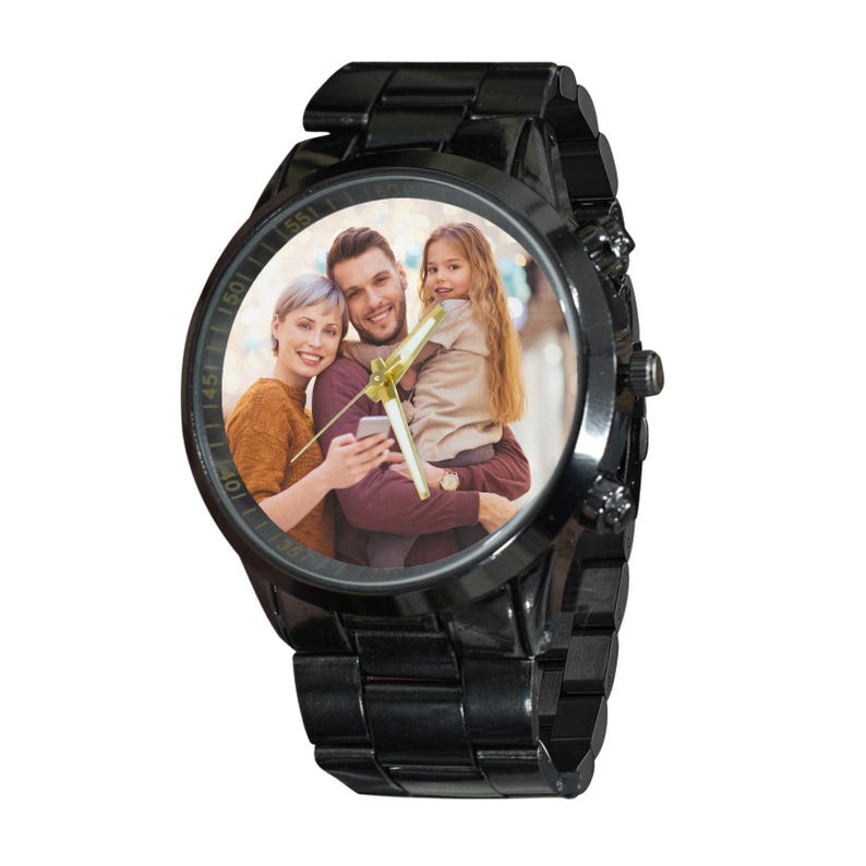 Custom Photo Men's Watch, Personalized Alloy Bracelet Watch, Picture Dial Gift for Husband, Dad, Boyfriend
