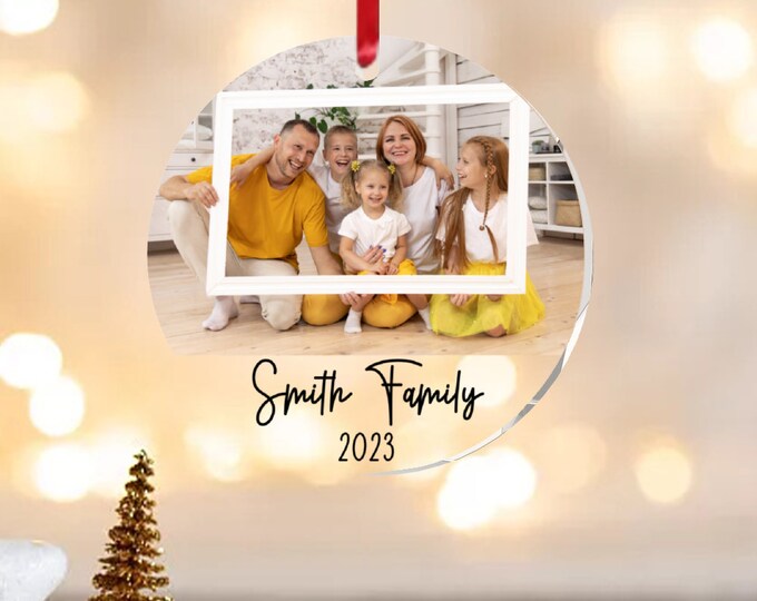 Personalized Family Ornament Lighting Frame Canvas - Up to 9 Members - Gift Idea For Family