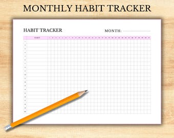 Monthly Habit Tracker Printable - Instant Download - Fitness Tracker - Daily Habit Log