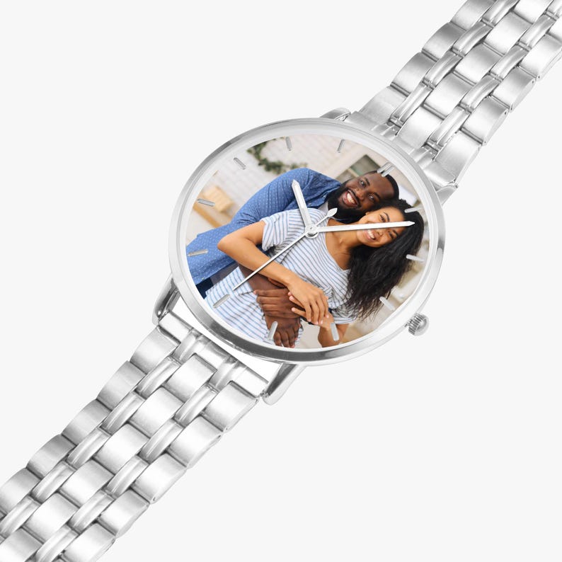 Personalized Photo Watch, Stainless Steel Quartz Watch, Custom image 5