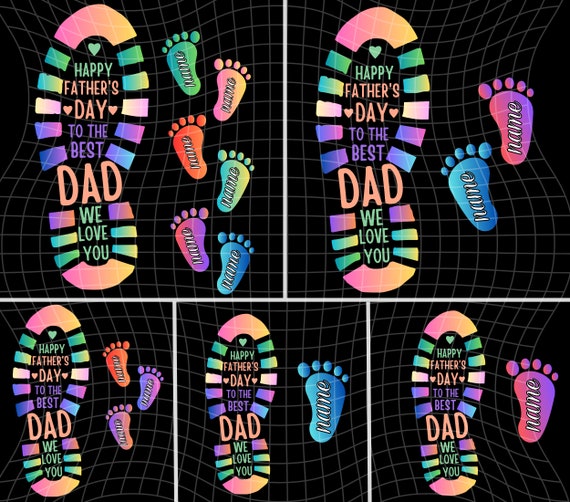 Happy Father's Day To The Best Dad We Love You Png, Father's Day Png , Dad Kid Footprints Png, Personalized Fathers and Childs Footprints