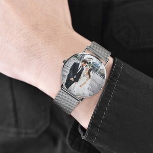 Custom Photo Women's Watch, Personalized Stainless Steel Watch, Picture Dial Gift for Mom, Wife, Girlfriend