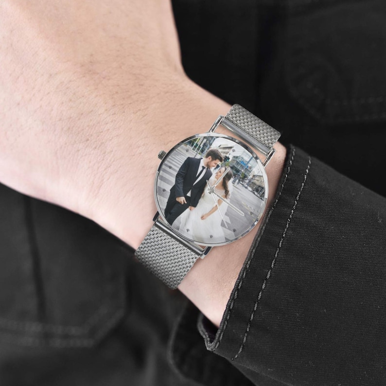 Custom Photo Women's Watch, Personalized Stainless Steel Watch, Picture Dial Gift for Mom, Wife, Girlfriend