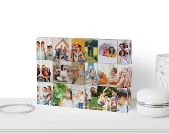 Personalized Acrylic Photo Block, Custom Picture Collage Frame Gift for Friend, Family, Couple Clear Acrylic Plaque Home Decor Photo Block
