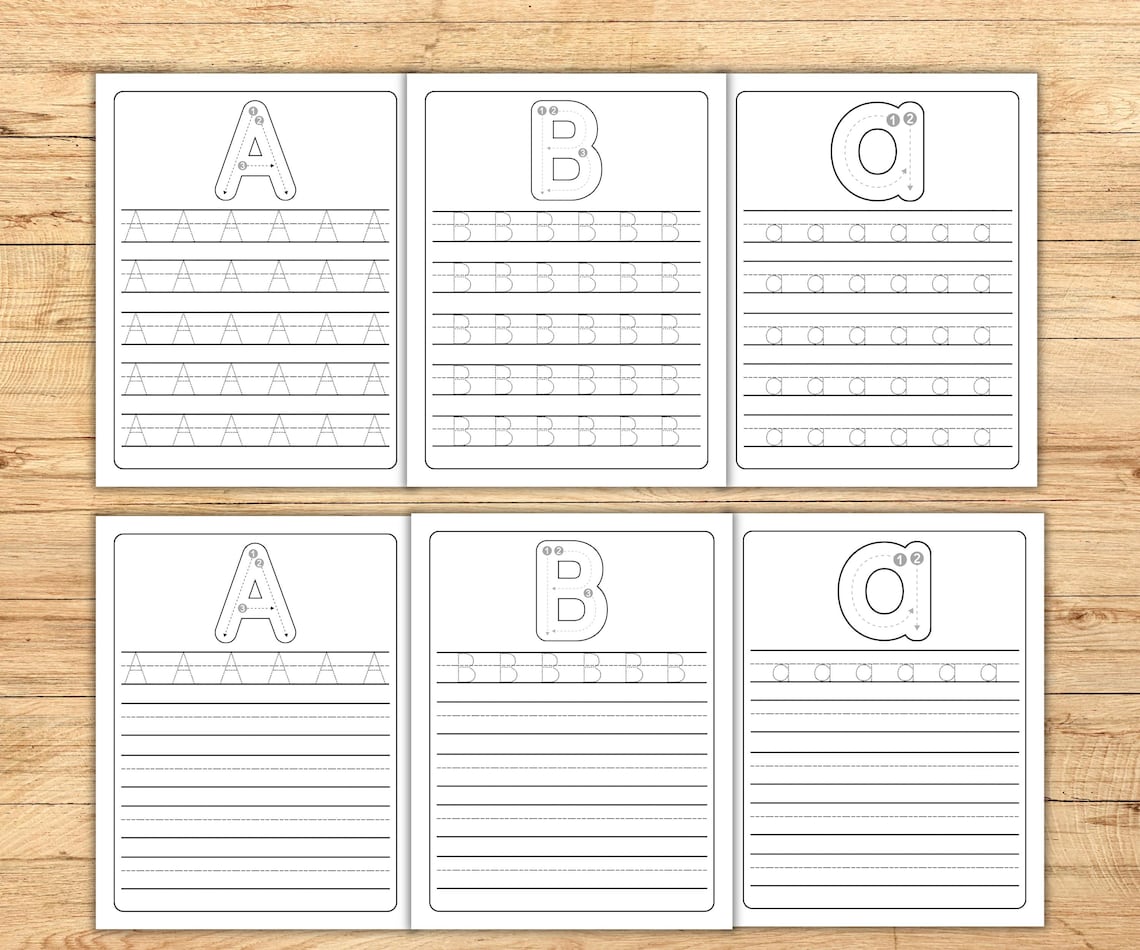 Alphabet Tracing Worksheets A-Z | Handwriting Practice (PDF) - Etsy Canada