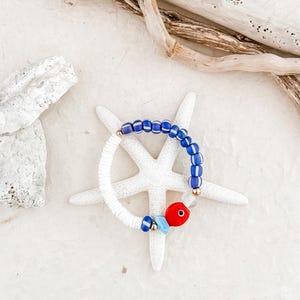 African Glass & Shell Bracelet/Boho Stacking Bracelet/Beachy Summer Jewelry/Handmade Coastal Gift/Boho Beach Bracelet/Coastal Style Jewelry
