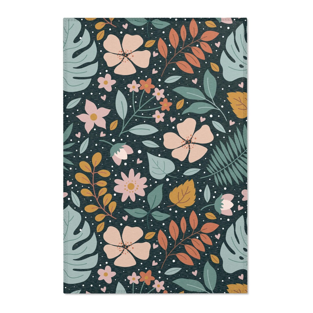 Colorful Floral Pattern Design - Area Rug - Etsy