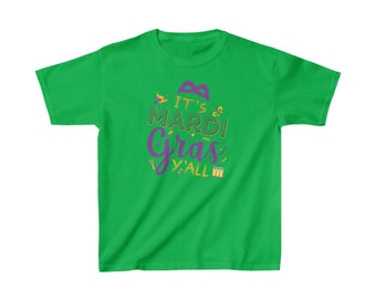 Mardi Gras T-shirt for Girls or Boys, Kids Classic Fit Cotton T-Shirt