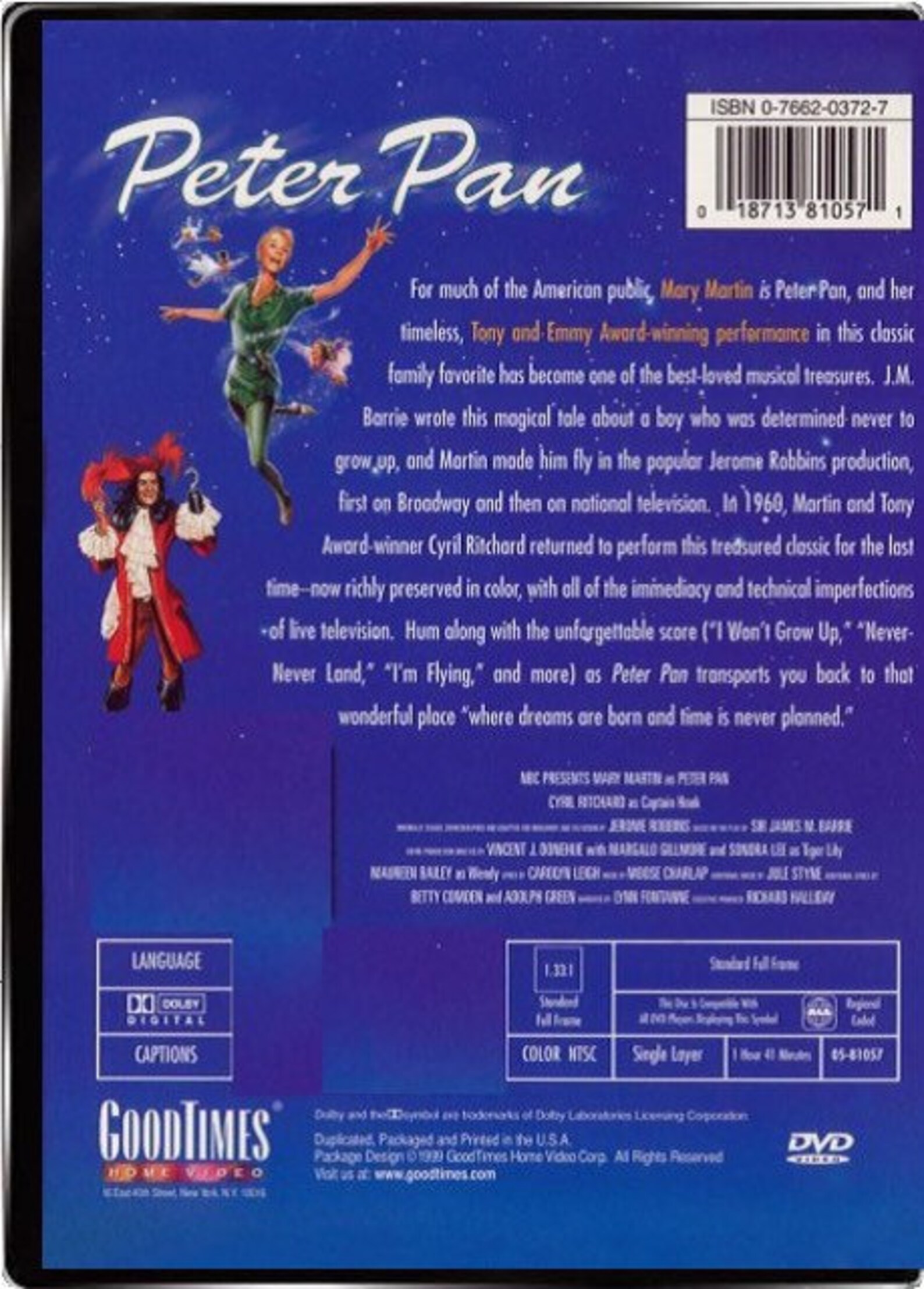 Peter Pan DVD 1960 Mary Martin RARE | Etsy