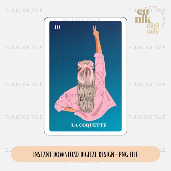 La Coquette Loteria Card, Coquette PNG File, Coquette Sublimation Design, DTF Image, Instant Download