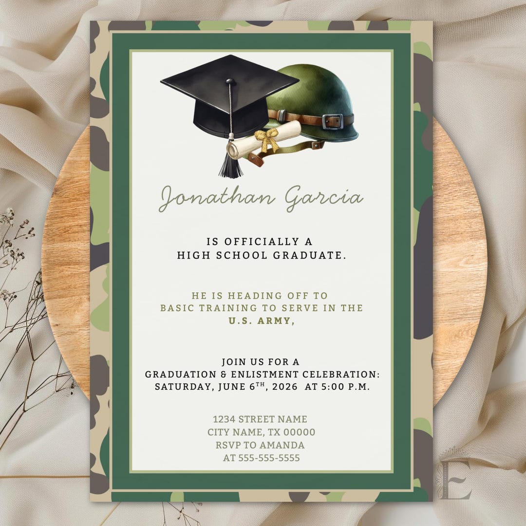 Military Graduation Invitation | Army Deployment Graduate Invite - Etsy
