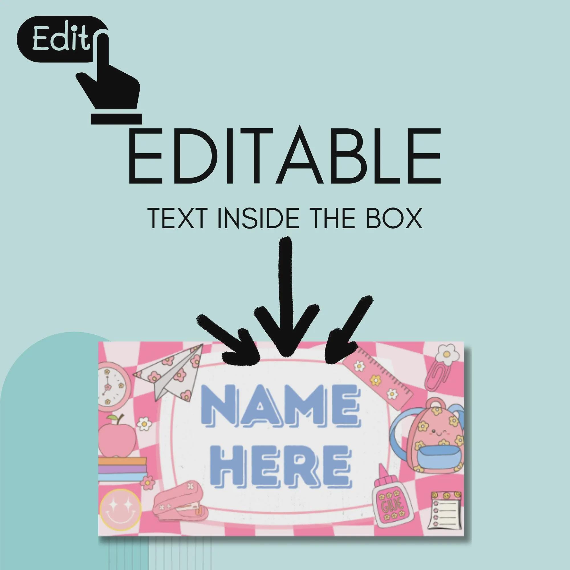 Editable School Supply Labels: Preppy Girly Stickers, Canva Template - Etsy