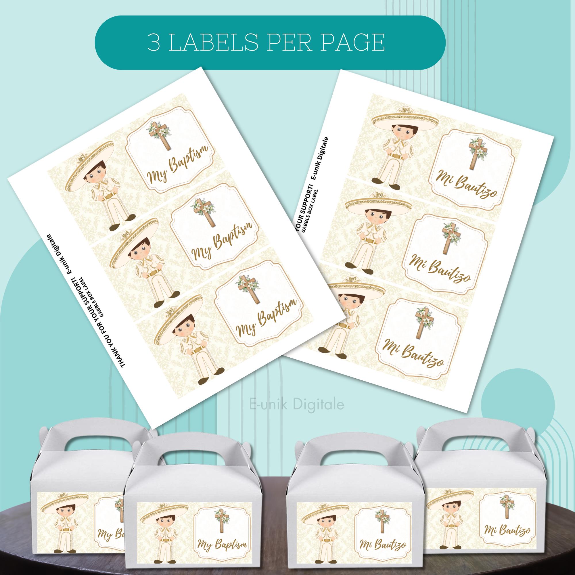 Gold Charro Baptism Party Box Labels: Printable Party Decor (PDF File ...