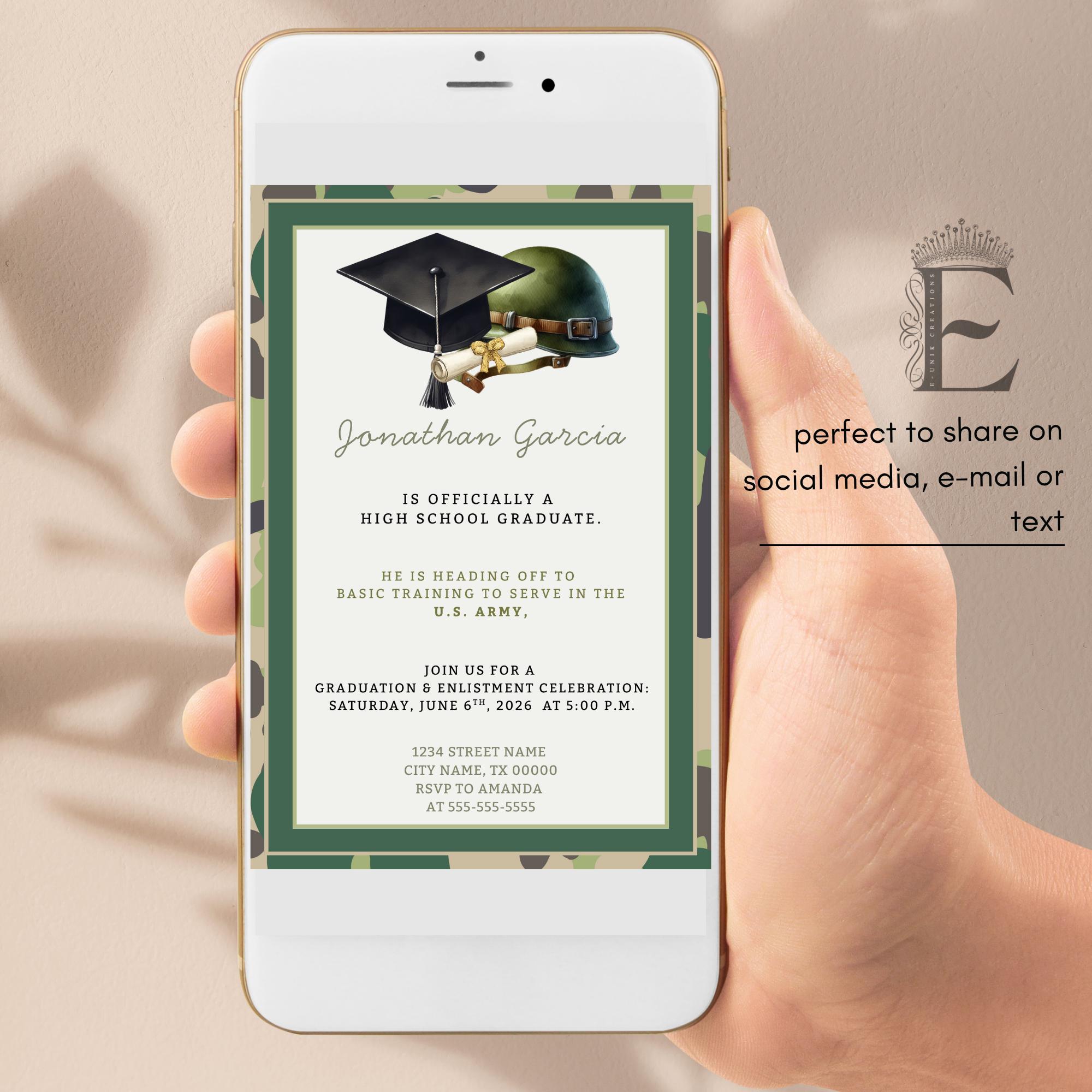 Military Graduation Invitation | Army Deployment Graduate Invite - Etsy