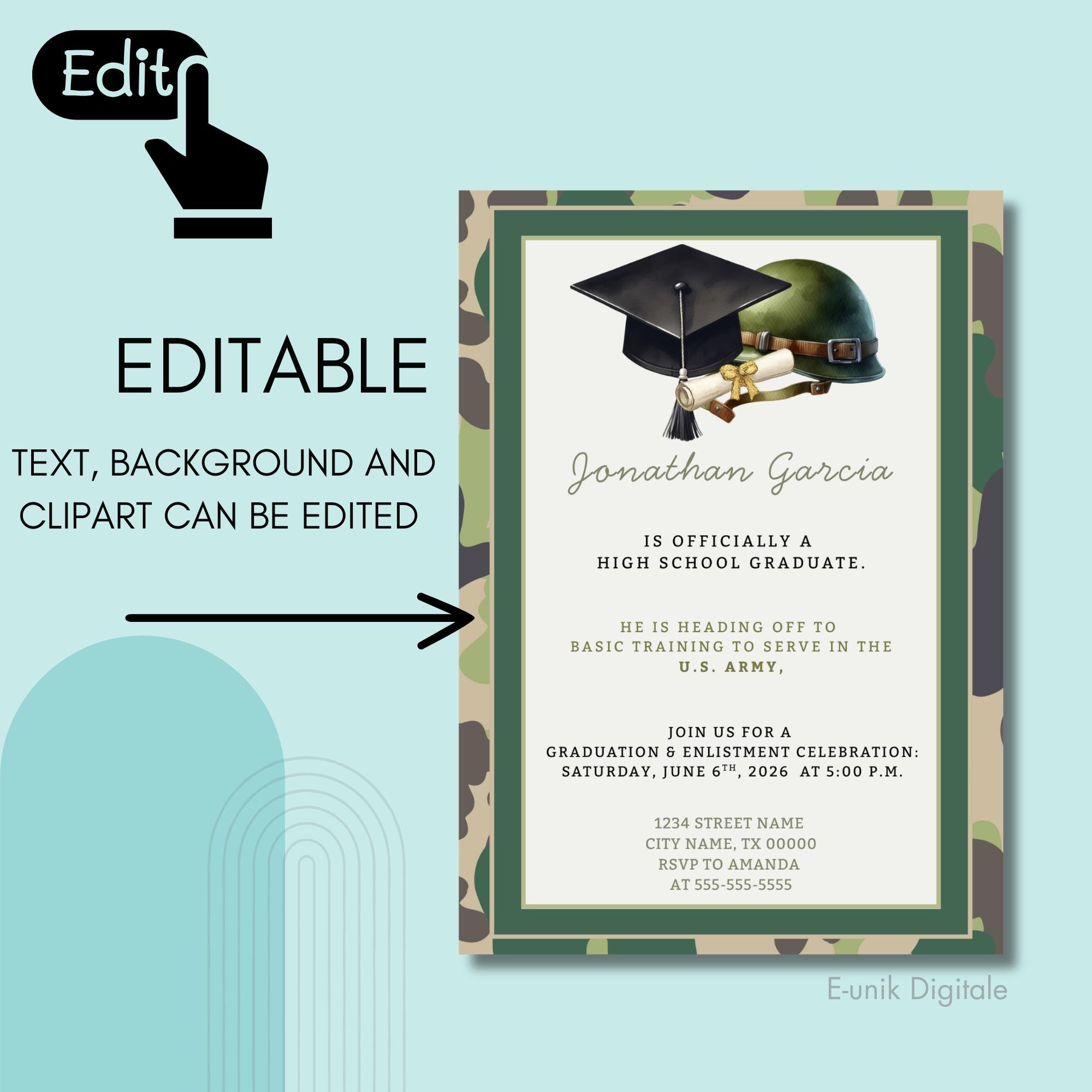 Military Graduation Invitation | Army Deployment Graduate Invite - Etsy