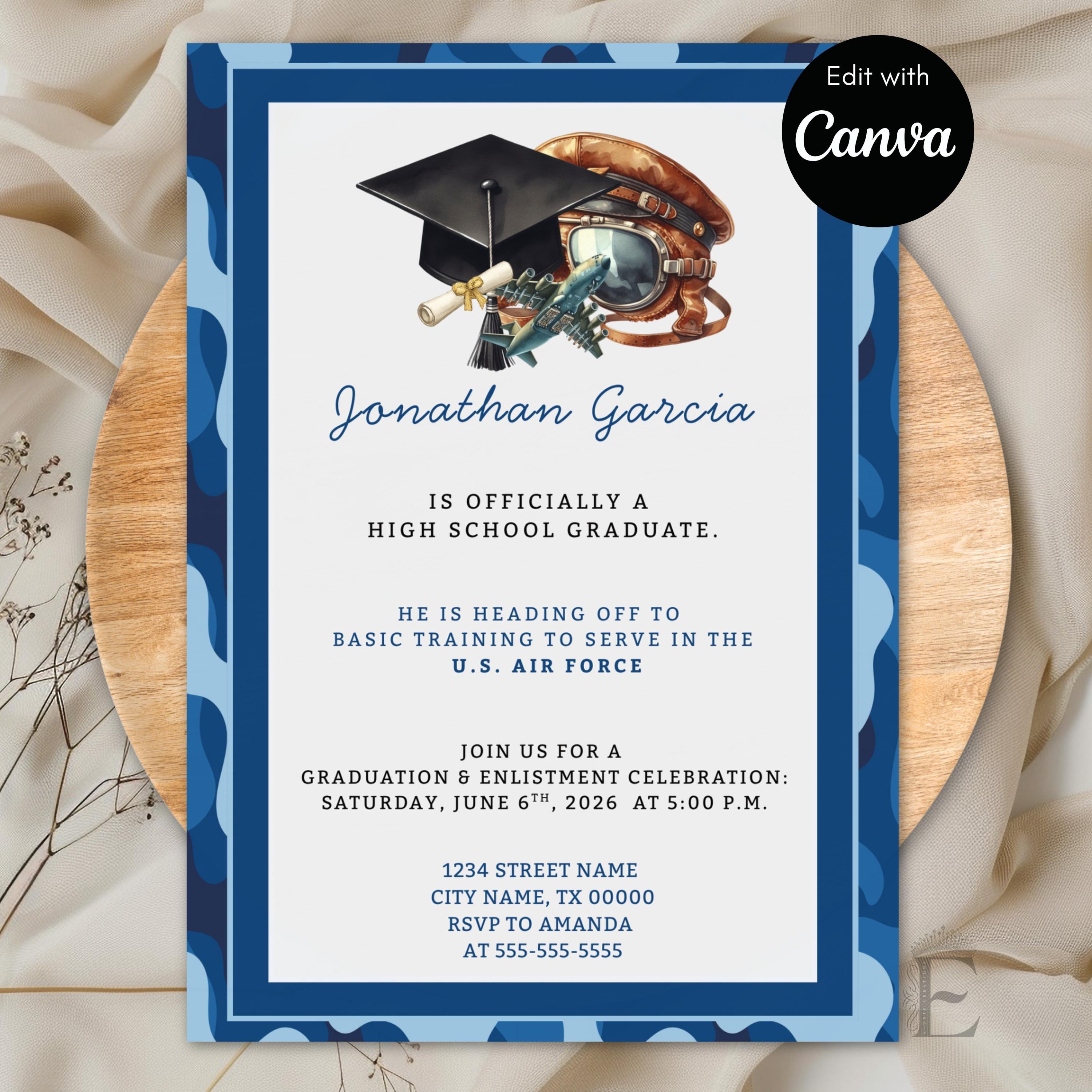 Air Force Military Graduation Invitation | Airforce Deployment Graduate ...